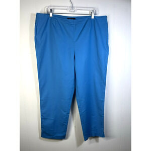 Lafayette 148 New York Bleecker Pants Straight Fit Stretch Cropped Blue Size 16